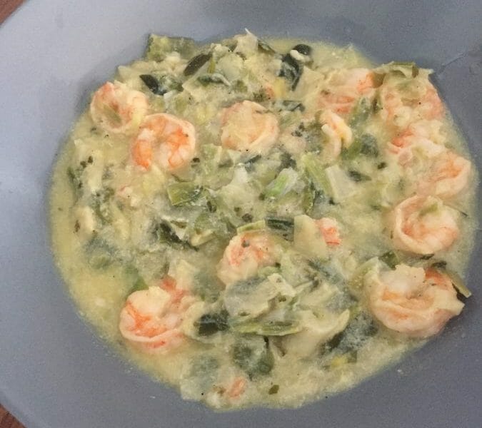 Cliquez pour zoomer ! Crevettes roses aux poireaux Thermomix par Julie.T