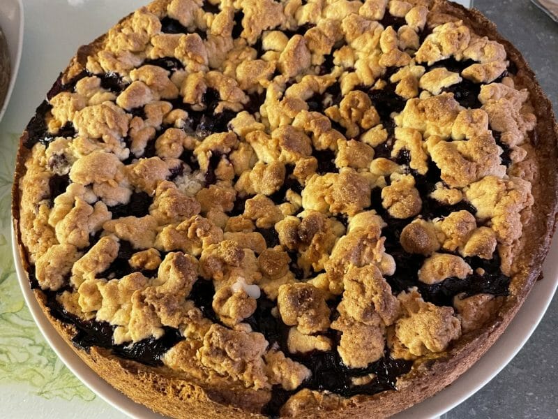 Cliquez pour zoomer ! Tarte aux myrtilles façon crumble Thermomix par chtitchette