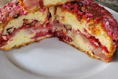 Cliquez pour zoomer ! Gateau lyonnais aux poires et pralines roses Thermomix par jessy