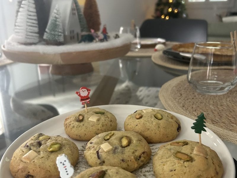 Cliquez pour zoomer ! Cookies pistache, chocolat blanc et cranberries Thermomix par brice33