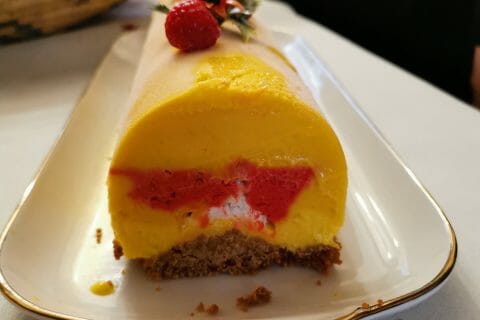 Cliquez pour zoomer ! Bûche glacée mangue et framboise Thermomix par pascale B.