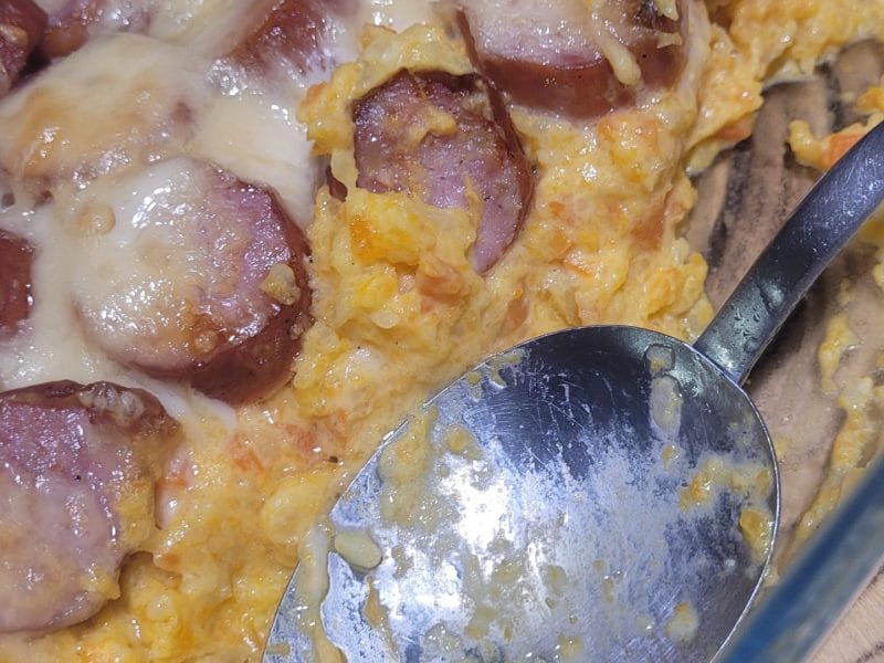 Cliquez pour zoomer ! Gratin de butternut à la saucisse de Montbéliard Thermomix par DeaM