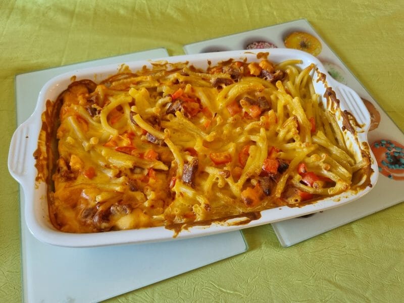 Cliquez pour zoomer ! Gratin de macaroni poivrons et chorizo Thermomix par Stephyan