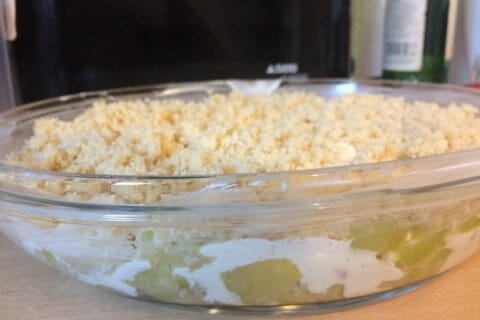 Cliquez pour zoomer ! Crumble courgettes, chèvre et lardons au Thermomix