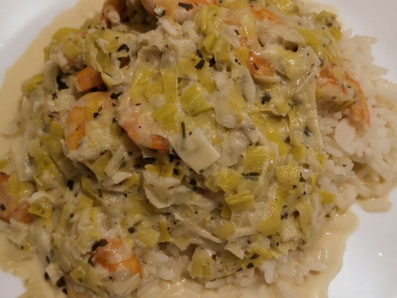 Cliquez pour zoomer ! Crevettes roses aux poireaux Thermomix par Babou 🐒