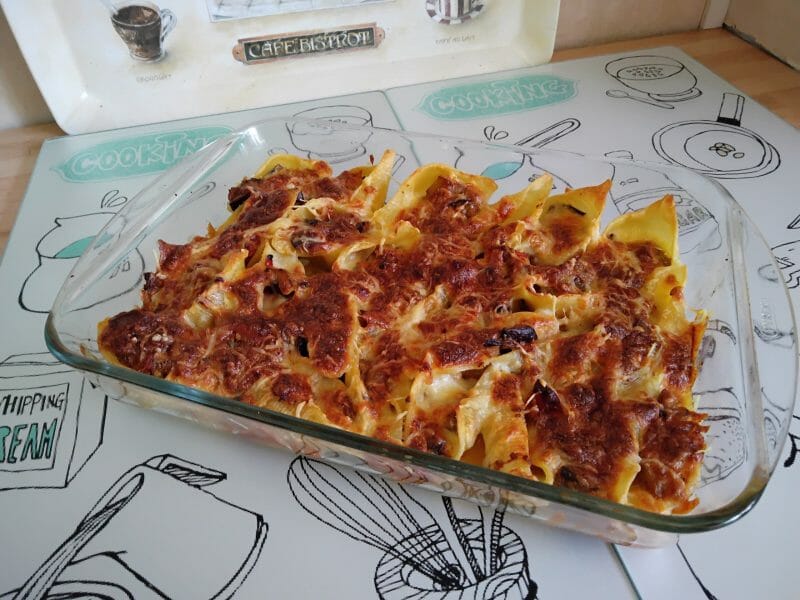 Cliquez pour zoomer ! Gratin de pâtes aux aubergines et tomates cerises Thermomix par Le Bourguignon