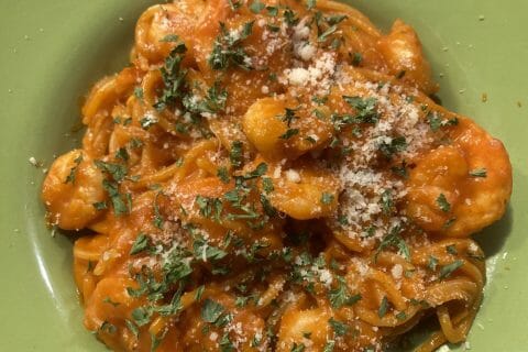 Cliquez pour zoomer ! Spaghettis aux crevettes et à l’ail Thermomix par fabidespa