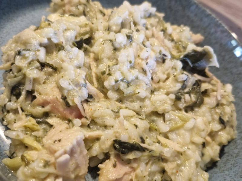 Cliquez pour zoomer ! Risotto au poulet, épinards et poireaux Thermomix par clomchr