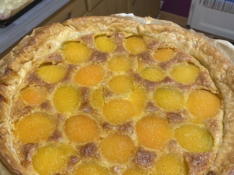 Cliquez pour zoomer ! Tarte aux pêches jaunes et pistache Thermomix par delph2017