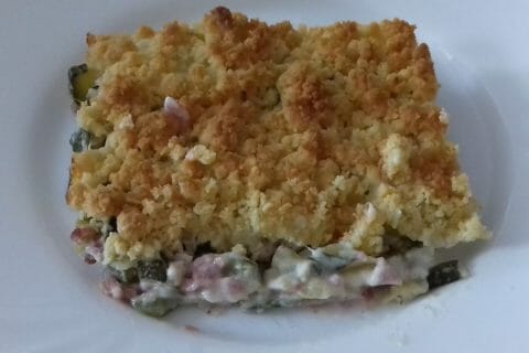 Cliquez pour zoomer ! Crumble courgettes, chèvre et lardons au Thermomix