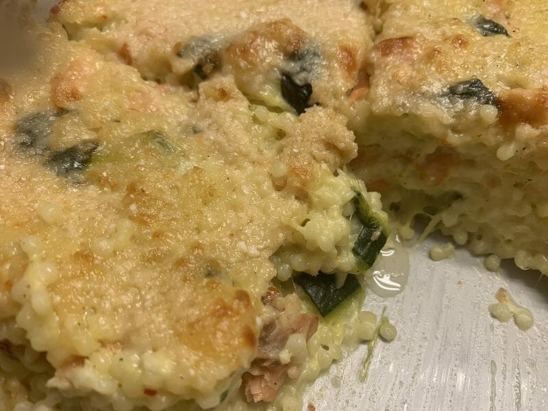 Cliquez pour zoomer ! Gratin de perles, saumon et courgettes Thermomix par Marylinereboul