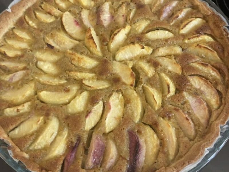 Cliquez pour zoomer ! Tarte aux pêches jaunes et pistache Thermomix par Corscia