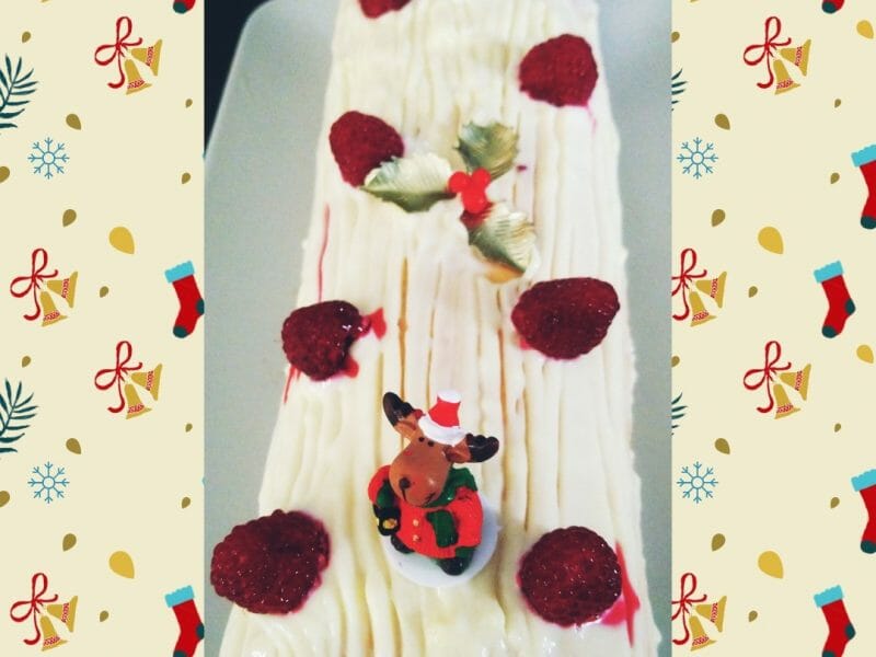 Cliquez pour zoomer ! Bûche de Noël framboises et chocolat blanc Thermomix par Valeriea