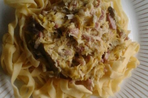 Cliquez pour zoomer ! Tagliatelles à la crème de poireaux au Thermomix
