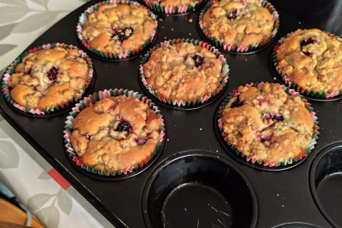 Cliquez pour zoomer ! Muffins aux mûres façon crumble Thermomix par stephijames