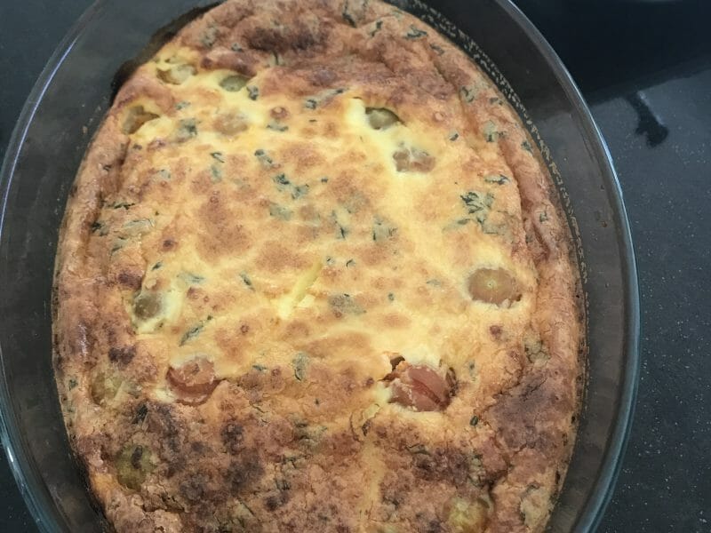 Cliquez pour zoomer ! Clafoutis tomates cerises et fromage de chèvre Thermomix par Aysel 38160