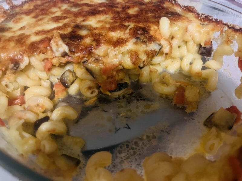 Cliquez pour zoomer ! Gratin de pâtes aux aubergines et tomates cerises Thermomix par fanette4213