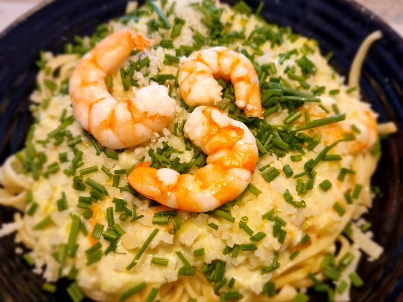 Cliquez pour zoomer ! Linguine aux poireaux et aux crevettes Thermomix par naturailes