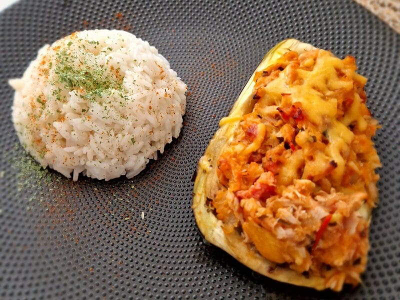 Cliquez pour zoomer ! Aubergines farcies au thon Thermomix par naturailes