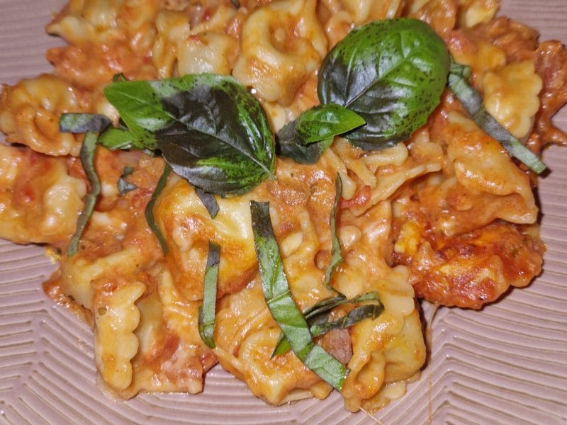 Cliquez pour zoomer ! Gratin de tortellini tomate mozzarella Thermomix par naturailes