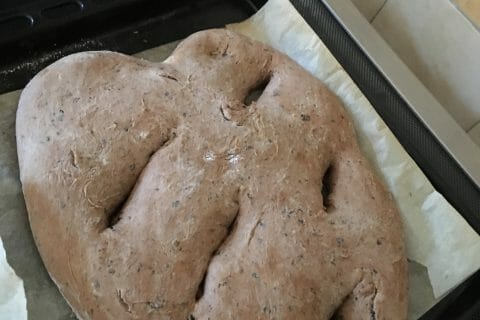 Cliquez pour zoomer ! Fougasse olives et lardons au Thermomix