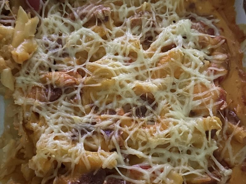 Cliquez pour zoomer ! Gratin de macaroni poivrons et chorizo Thermomix par aurelie_1661