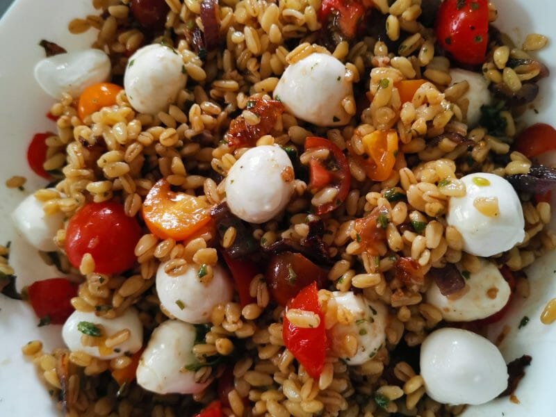 Cliquez pour zoomer ! Salade d’ebly, oignon caramélisé & mozzarella Thermomix par celia_269