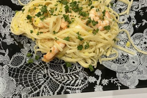 Cliquez pour zoomer ! Linguine aux poireaux et aux crevettes Thermomix par David