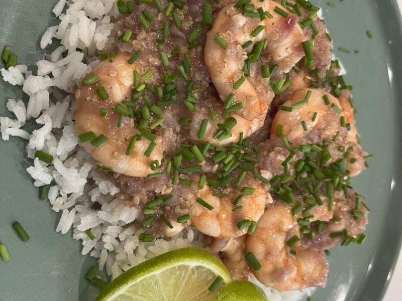 Cliquez pour zoomer ! Crevettes miel sésame au lait de coco Thermomix par David