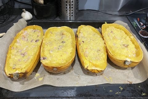 Cliquez pour zoomer ! Courge spaghetti à la crème et aux lardons Thermomix par David