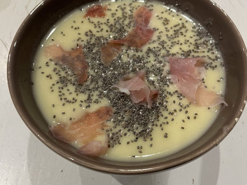 Cliquez pour zoomer ! Crème de poireaux, poires et jambon cru Thermomix par David